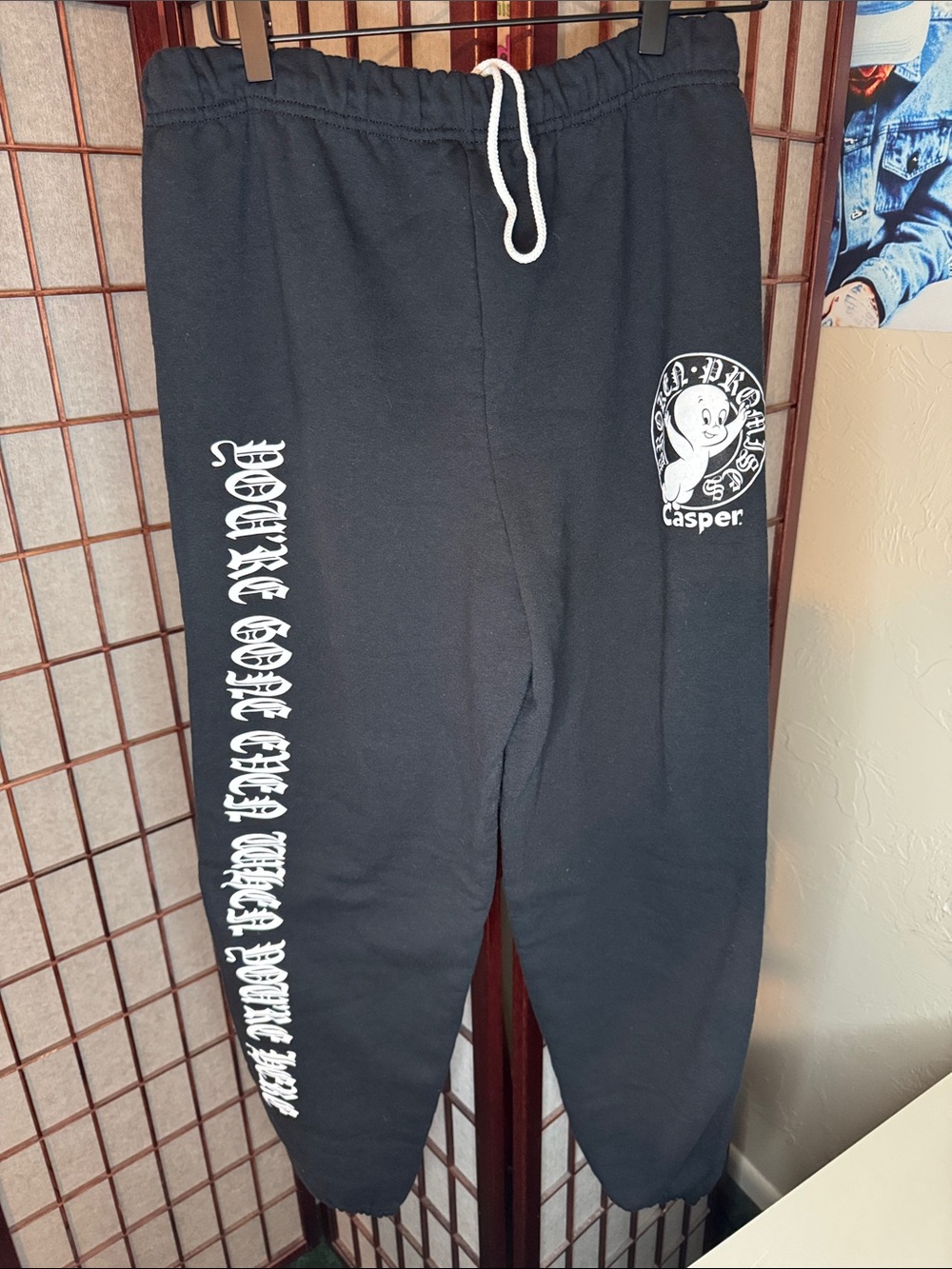 Casper Graphic Black Joggers with Side Script